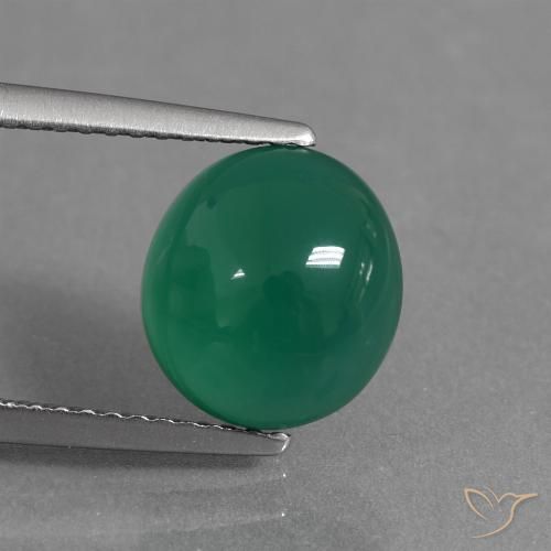 2.75ct 天然 ミディアムグリーン 瑪瑙, 楕円形, 半透明