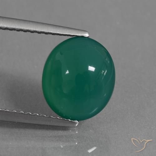 2.64ct 天然 ミディアムグリーン 瑪瑙, 楕円形, 半透明