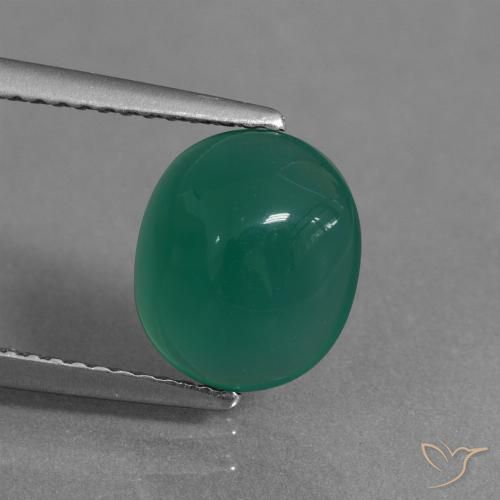 2.53ct 天然 ミディアムグリーン 瑪瑙, 楕円形, 半透明