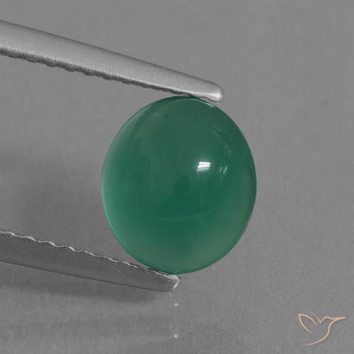 1.57ct 天然 ミディアムグリーン 瑪瑙, 楕円形, 半透明