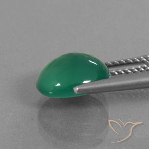 2.69カラットの天然ミディアムグリーン瑪瑙、楕円形、半透明