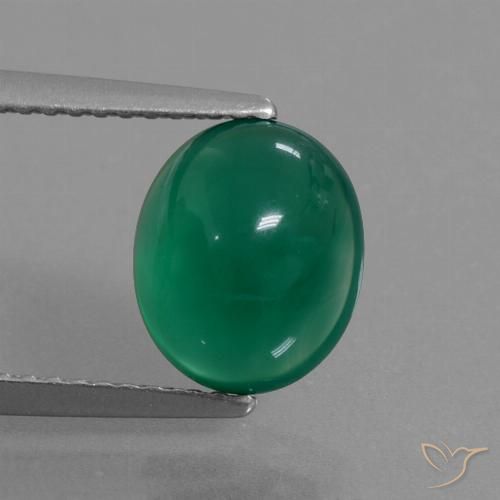 2.57ct 天然 フォレストグリーン 瑪瑙, 楕円形, 半透明