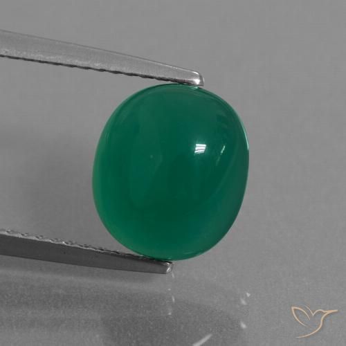 3.48ct 天然 ミディアムディープグリーン 瑪瑙, 楕円形, 半透明