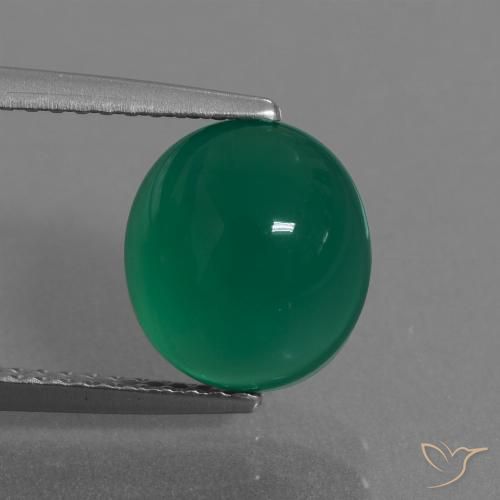 3.20ct 天然 フォレストグリーン 瑪瑙, 楕円形, 半透明