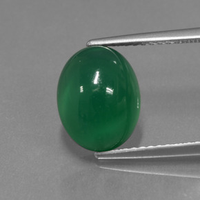 3.82カラットの天然黄色がかった緑アゲート（10.7×8.5 mm・オーバルカット）