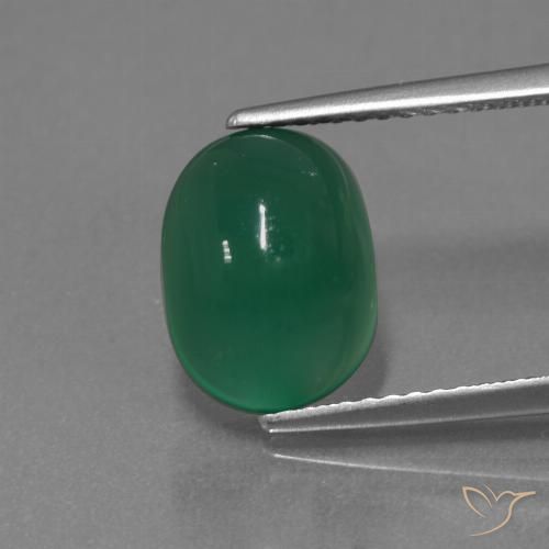 3.11ct 天然 フォレストグリーン 瑪瑙, 楕円形, 半透明