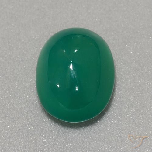 3.43ct 天然 ミディアムグリーン 瑪瑙, 楕円形, 半透明