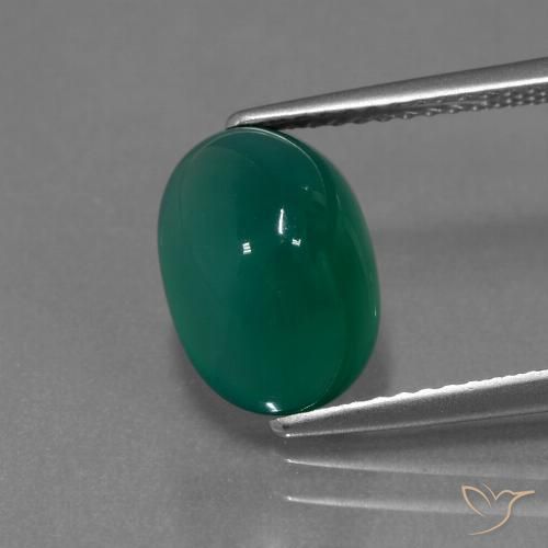 3.39ct 天然 ディープグリーン 瑪瑙, 楕円形, 半透明
