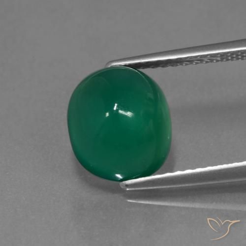 3.23ct 天然 ミディアムディープグリーン 瑪瑙, 楕円形, 半透明