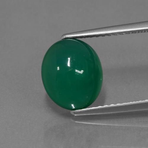 3.00カラットの天然フォレストグリーンアゲート（9.9×8.4 mm・オーバルカット）