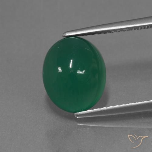 3.17ct 天然 フォレストグリーン 瑪瑙, 楕円形, 半透明