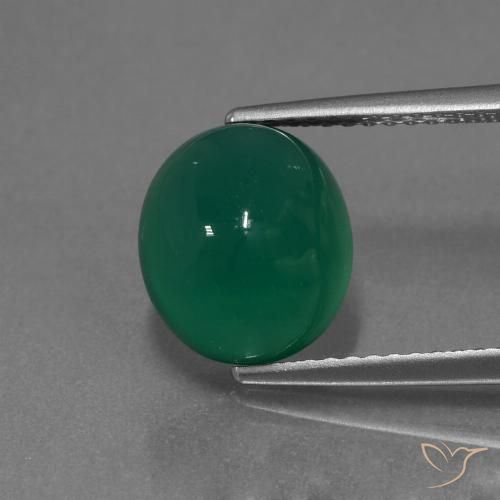 3.65ct 天然 フォレストグリーン 瑪瑙, 楕円形, 半透明