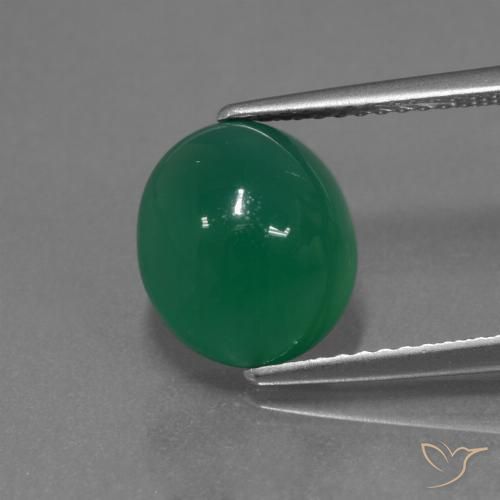 3.72ct 天然 ウォームグリーン 瑪瑙, 楕円形, 半透明