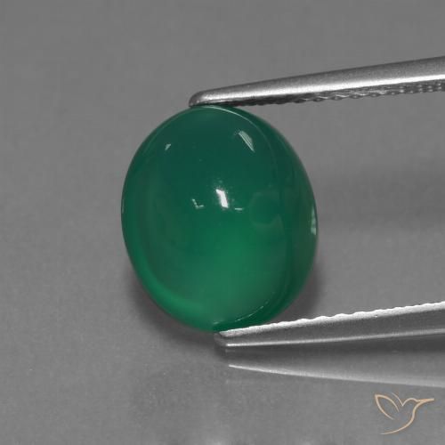 3.61ct 天然 フォレストグリーン 瑪瑙, 楕円形, 半透明