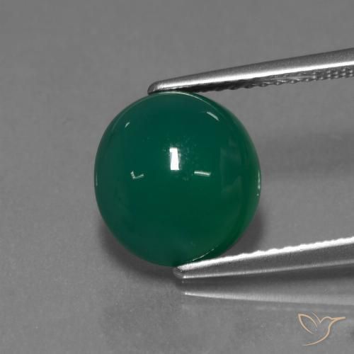 3.61ct 天然 ミディアムグリーン 瑪瑙, 楕円形, 半透明