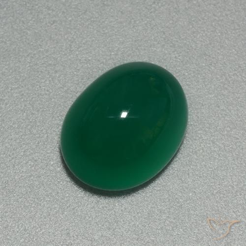 3.92ct 天然 ミディアムグリーン 瑪瑙, 楕円形, 半透明