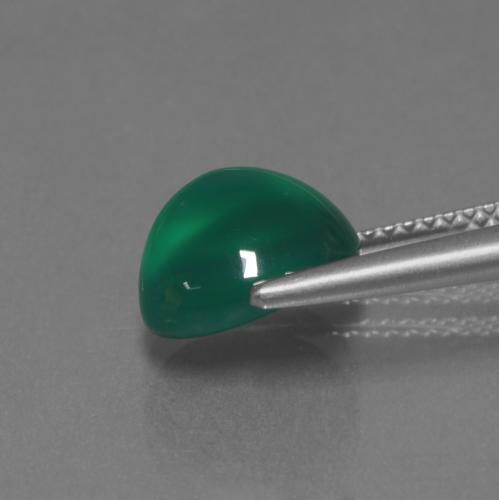 2.84カラットの天然ミディアムダークグリーン瑪瑙、オーバルカット、半透明