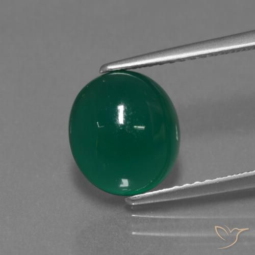 3.60ct 天然 ミディアムグリーン 瑪瑙, 楕円形, 半透明