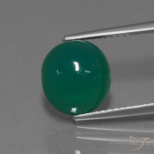 3.53ct 天然 ミディアムダークグリーン 瑪瑙, 楕円形, 半透明