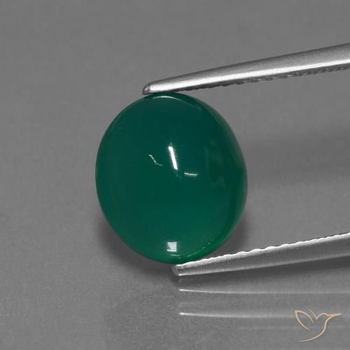 3.49ct 天然 ミディアムダークグリーン 瑪瑙, 楕円形, 半透明