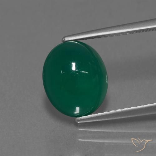 3.04ct 天然 ミディアムグリーン 瑪瑙, 楕円形, 半透明