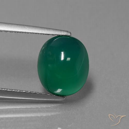 3.03ct 天然 ミディアムグリーン 瑪瑙, 楕円形, 半透明