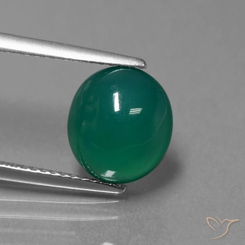 3.54ct 天然 グリーン 瑪瑙, 楕円形, 半透明