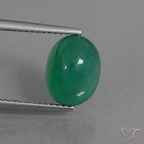 3.28ct 天然 パイングリーン 瑪瑙, 楕円形, 半透明