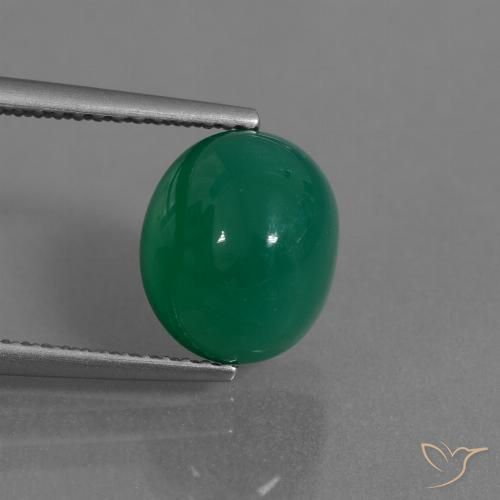 3.95カラットのグリーンアゲート宝石を販売中, 楕円形 ルースメノウ インドから, 天然宝石, 10 x 8.5 mm, Photo A
