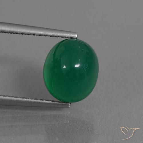 3.44ct 天然 フォレストグリーン 瑪瑙, 楕円形, 半透明