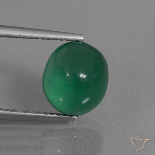 3.66ct 天然 ミディアムエメラルドグリーン 瑪瑙, 楕円形, 半透明