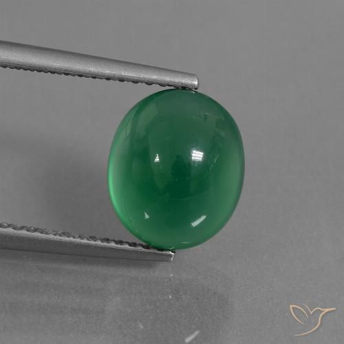 3.46ct 天然 ウォームグリーン 瑪瑙, 楕円形, 半透明