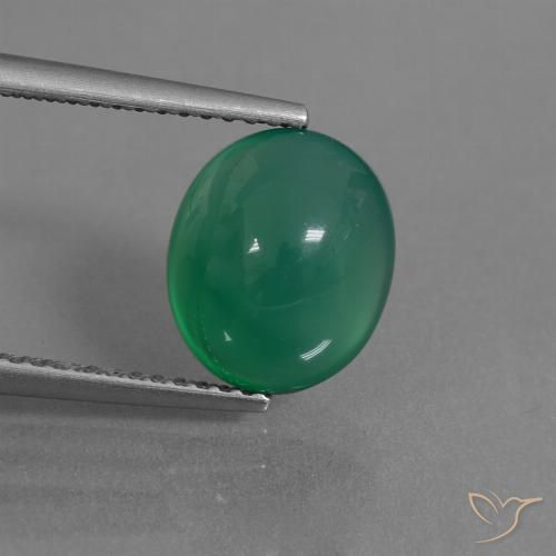 3.19ct 天然 ウォームグリーン 瑪瑙, 楕円形, 半透明