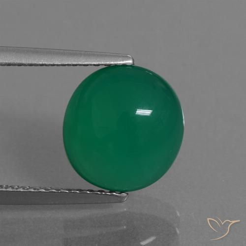 3.31ct 天然 ミディアムグリーン 瑪瑙, 楕円形, 半透明