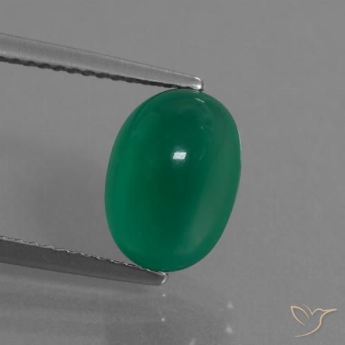 3.62ct 天然 ミディアムグリーン 瑪瑙, 楕円形, 半透明