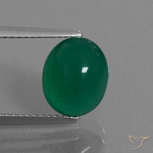 3.10ct 天然 黄みがかったグリーン 瑪瑙, 楕円形, 半透明