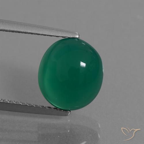 3.36ct 天然 フォレストグリーン 瑪瑙, 楕円形, 半透明