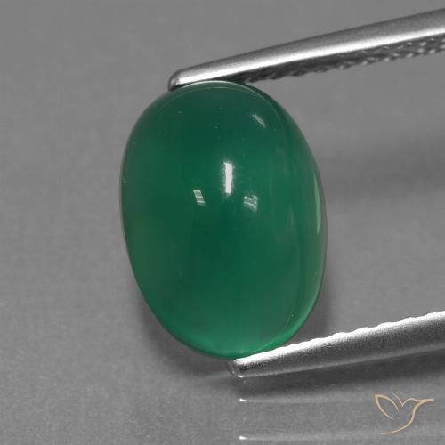 2.97ct 天然 フォレストグリーン 瑪瑙, 楕円形, 半透明