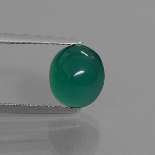 3.55カラットの天然ミディアムグリーンアゲート（9.5×8.2 mm・オーバルカット）