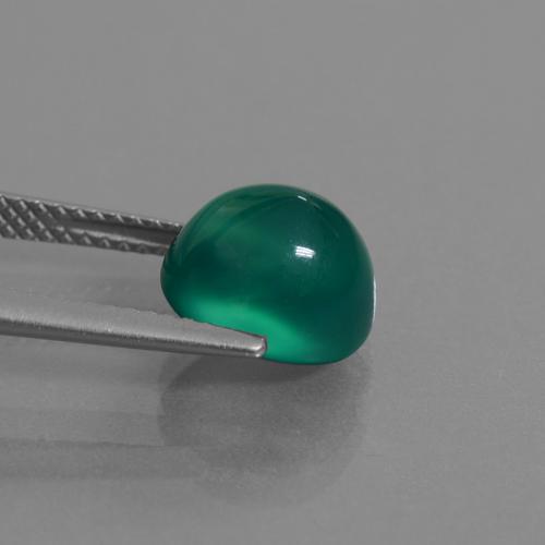 3.55カラットの天然ミディアムグリーンアゲート（9.5×8.2 mm・オーバルカット）
