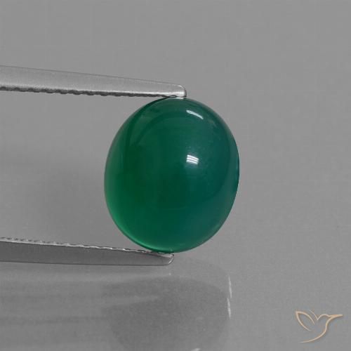 3.73ct 天然 ミディアムグリーン 瑪瑙, 楕円形, 半透明
