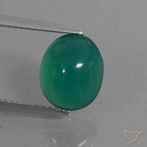 3.30ct 天然 ミディアムグリーン 瑪瑙, 楕円形, 半透明