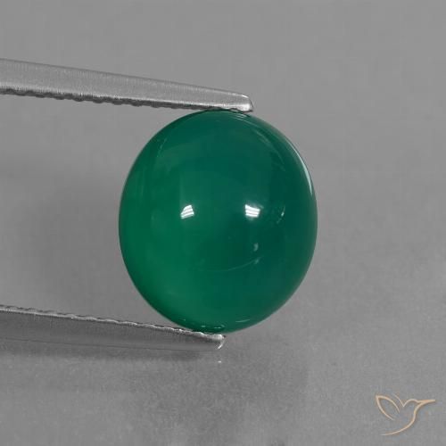 3.73ct 天然 ミディアムグリーン 瑪瑙, 楕円形, 半透明