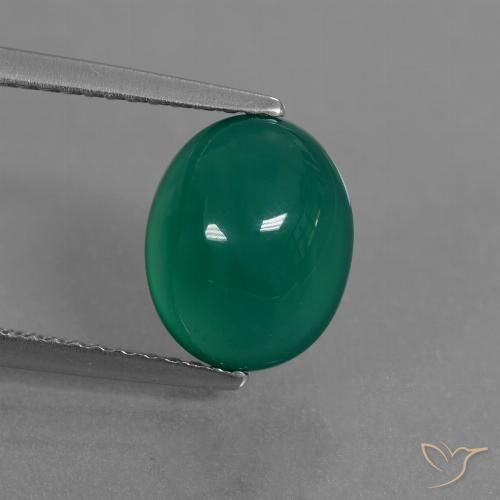 3.12ct 天然 グリーン 瑪瑙, 楕円形, 半透明