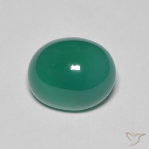 3.50ct 天然 ミディアムグリーン 瑪瑙, 楕円形, 半透明