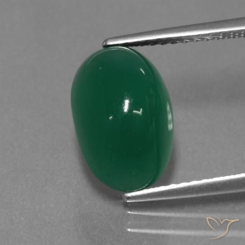 4.26ct 天然 ミディアムグリーン 瑪瑙, 楕円形, 半透明