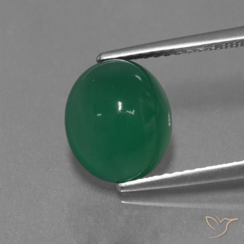 3.33ct 天然 黄みがかったグリーン 瑪瑙, 楕円形, 半透明