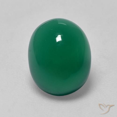 3.00カラットの天然ミディアムグリーンアゲート（10.4×8.3 mm・オーバルカット）