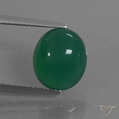 3.37ct 天然 グリーン 瑪瑙, 楕円形, 半透明