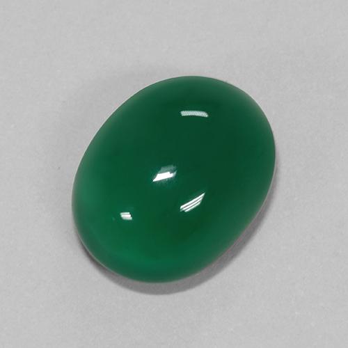 6.67カラットの天然ミディアムグリーンアゲート（13.4×10.5 mm・オーバルカット）
